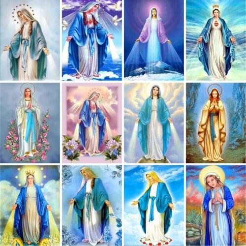 GATYZTORY DIY Painting By Numbers Catholic Virgin HandPainted Oil Painting Dancing Girl Picture Paint Unique Gift Home Decoratio