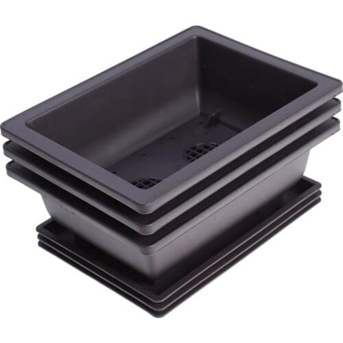 Hot XD-6 Packs Bonsai Training Pots with Tray Plastic Bonsai Plants Gg Pot for Garden Yard Living Room 22.5X16.5cm
