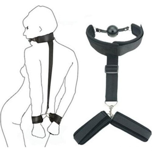 Hot Sex Mouth Ball with Handcuff SM Bundled Nylon Strap Couple Cosplay Erotic Supplies Sex Toy for Women Men
