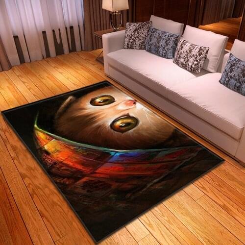 Nordic 3D Cat printed Carpet Cartoon Animal Kids Bedroom Play Mat Soft Flannel Child Room Large Carpets for Living Room Area Rug