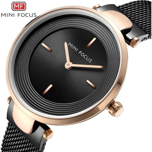 MINIFOCUS Wrist Watch Women Fashion Steel Quartz Watches Ladies Clock Relogio Feminino Ultra thin Dial Creative Ladies Watches