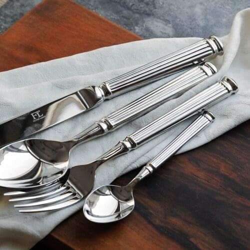 Europe Silver Luxury Fashion Design Cutlery Set Stainless Steel Creativity Gift Jogo De Talheres Dining Table Decor Ec50cj