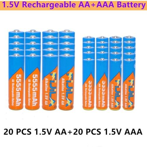 100% New 1.5V AAA 3333mAh Alkaline battery + AA 5555mAh Alkaline Rechargeable battery AA&AAA for led light toy mp3 free shipping