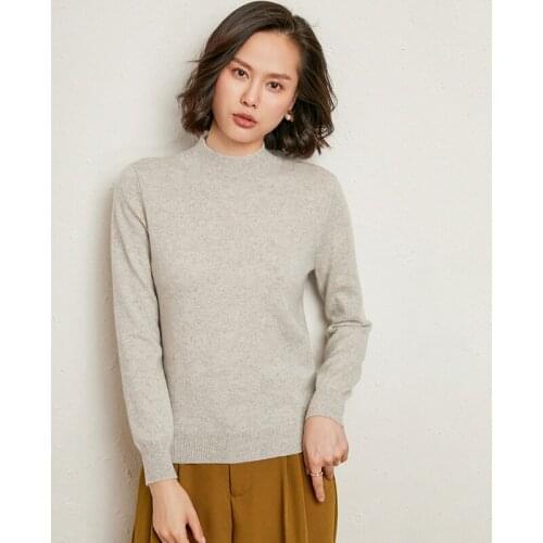 New Mock Neck Cashmere Sweater Autumn Winter 2021 Fashion Warm Solid Color Basics Slim Knitted Pullover Sweater Thick