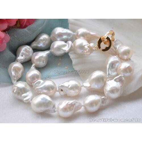 Wholesale free shipping****Lustre 17" WHITE DRIP BAROQUE KESHI REBORN PEARL NECKLACE
