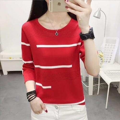 Autumn Spring Style Women Knitted Pullover Tops Lady Casual Turn-down Collar Knitted Pullover Sweater ZZ0963