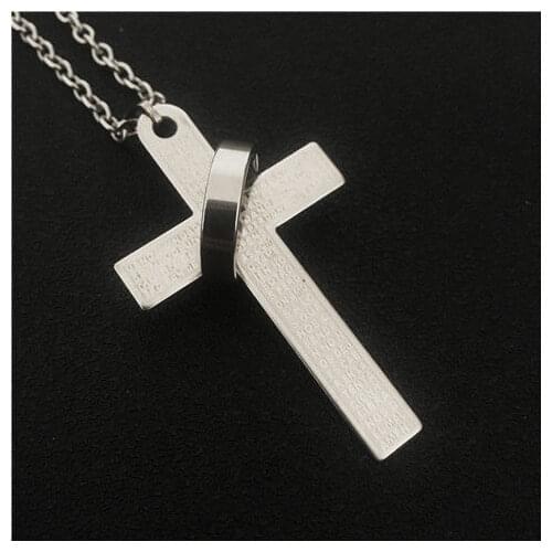 2021 New Silver Color Cross Charm Pendant Necklace for Birthday Gift Stainless Steel Black Rose Gold Fashion Jewelry Wholesale