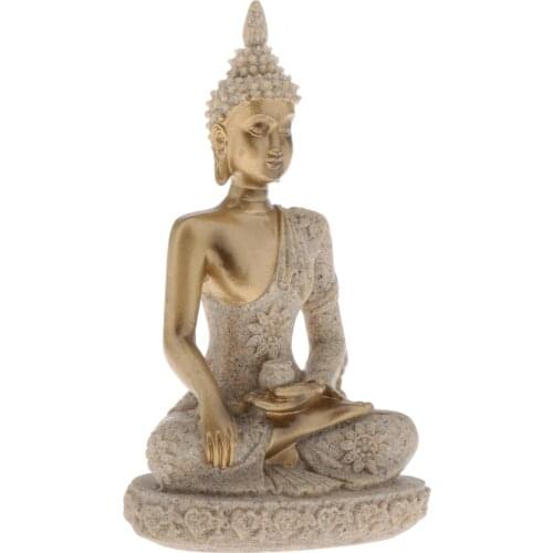 The Sandstone Zen Meditation Buddha Statue Sculpture Handmade Figurine Meditation Miniatures Ornament Statue Home Decor