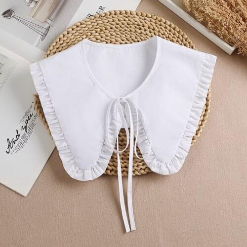 Pleated Lace False Shirt Collar Sweet White Folded Brim Chic Detachable Collar Women Fashionable Decorative Faux Collar
