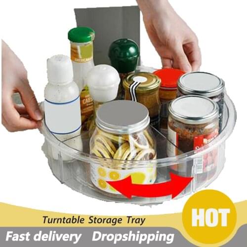 Turntable Storage Tray Divided Cabinet Organizer Round 360 Desktop Turntable Shelves Seasoning Bottle Cosmetic Storage