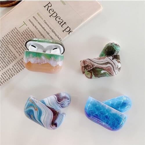 Luxury Abstract Marble Texture Hard Case For Apple Airpods Pro 3 Cover Retro Bluetooth Earphone Protective Case For Air pods