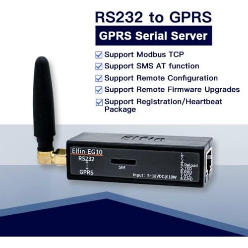 Smallest Elfin-EG10 Serial Port Device Connect to Network Modbus TPC IP Function RJ45 RS232 to GSM GPRS Serial Server
