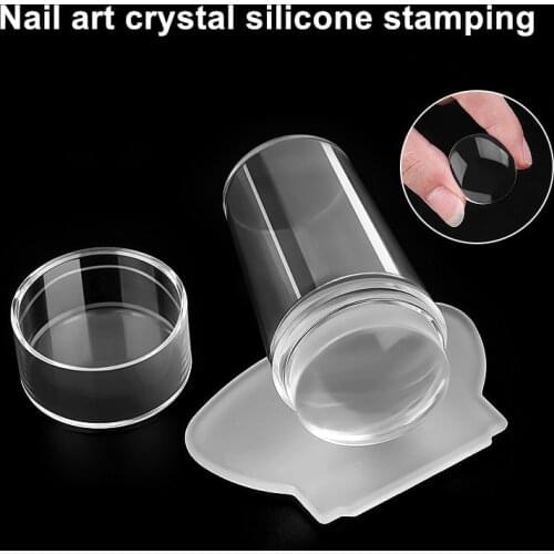 Silicone Nail Art Stamper Scraper with Cap High Quality Nail Art Templates Transparent Nail Stamp Stamping Tool