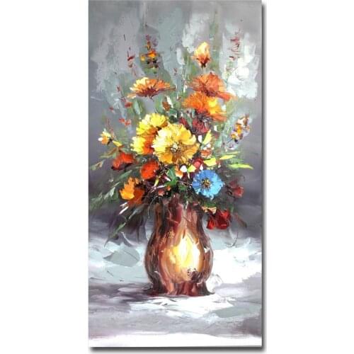 Modern Art Flowers Oil Painting Hand Painted on Canvas Wall Art for Living Room Decor Floral Pictures for Wall Home Art