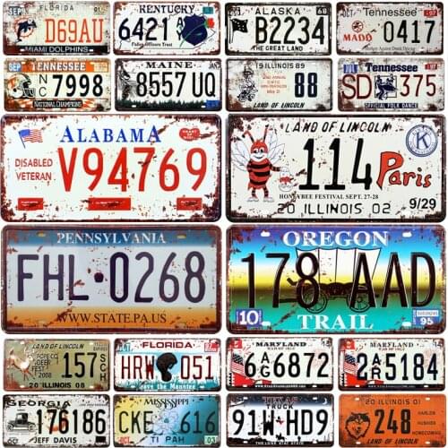 [SQ-DGLZ] Wholesale New License Plate Store Bar Wall Decoration Tin Sign Vintage Metal Sign Home Decor Painting Plaques Poster