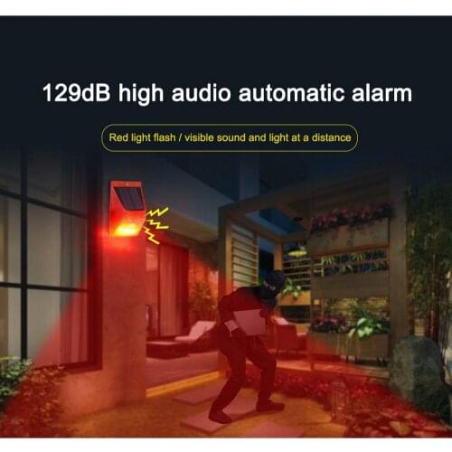 Solar Alarm Light Remote Control Alarm Lamp Human Body Induction Infrared Security Solar Power Lights for Home Farm Anti-theft