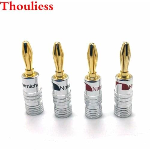 Thouliess Free shipping 24K Gold Plated Nakamichi Speaker Banana Plugs Connectors Video Speaker Connector(Black and Red )