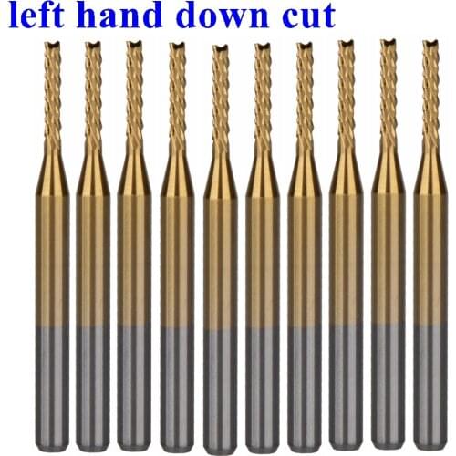 10Pcs 3.175x1.5x8.5mm Titanium left hand down cut Corn Teeth Bit PCB Mill Cutter End Mill