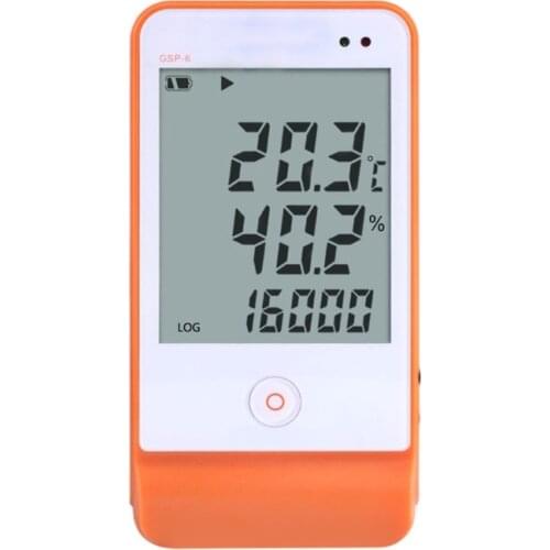 USB GSP-6 Temperature and Humidity Data Logger High Precision Probe Smart Sound and Light Alarm LCD Display Recorder