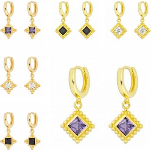 AIDE Wholesale 925 Sterling Silver Piercing Hoop Earrings for Woman 2021 Jewelry Purple Hoops Earring Aretes Pendientes Gifts CZ