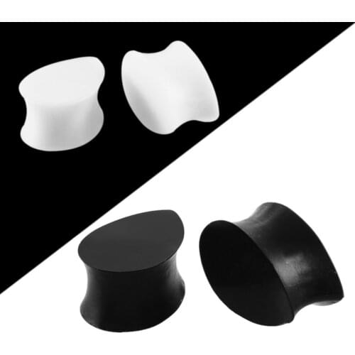 Hot Sale 2Pcs Silicone Flexible Teardrop Ear Flesh Plugs Tunnel Piercing White&Black Ear Gauge Expander Stretcher Body Jewelry