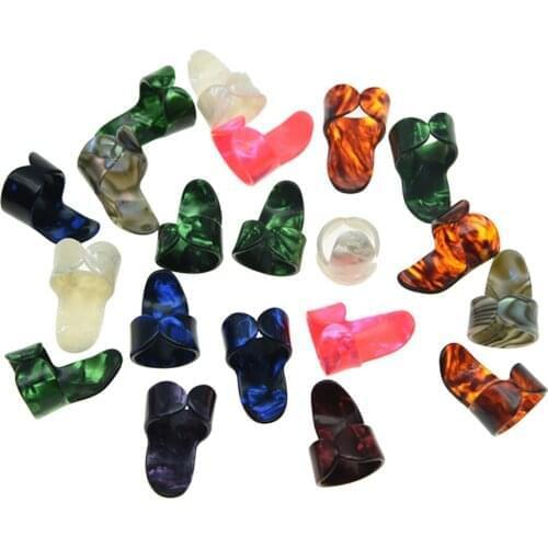 KAISH 20pcs Large Size Celluloid Finger Pick Picks Plectrums Mixed Random Colors