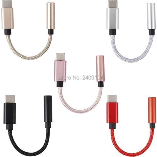200pcs/lot nylon USB 3.1 Type C Adapter to 3.5mm Earphone Headset Cable Audio Adapter AUX Converter Cable For Type-C Devices