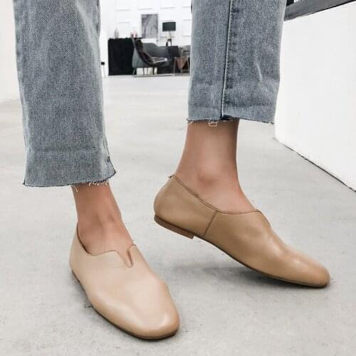 2020 luxury women shoes flat loafers luxury shoes women designers platform shoes Genuine Leather Casual Round Toe Spring/Autumn