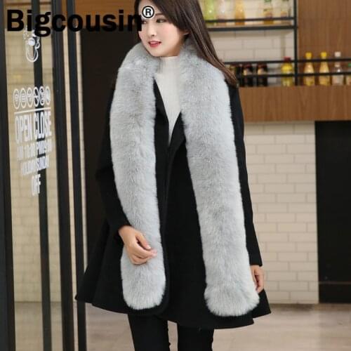 2021 Faux Fur Long Scarves For Women Double Sides Fluffy Collar Muffler Lady WarmFashion Party Shawl Wraps Cosplay High Quality