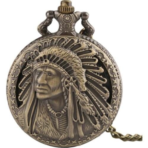 50pcs/lot Vintage Bronze Old Men Quartz Pocket Watch Necklace Pendant Gift Watches Wholesale