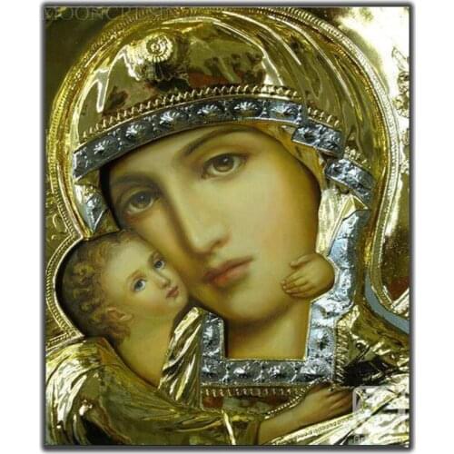 5D Diy Diamond Painting Cross Stitch Madonna & Child Needlework 3D Diamond Embroidery Full Round Mosaic Decoration Resin Sticker