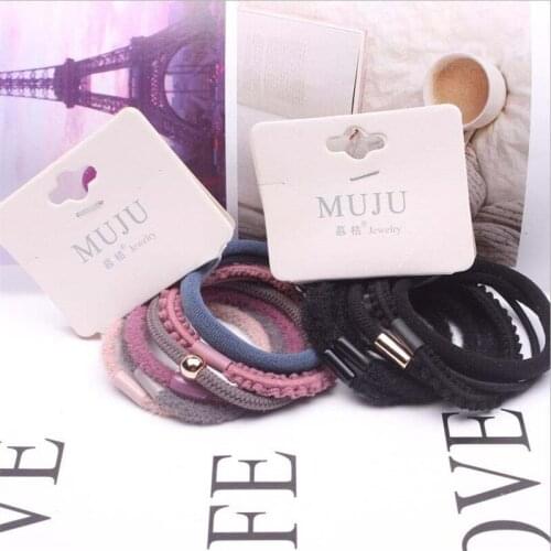 6Pcs Fashion Women High Elastic Hair Bands Solid Stretch Hair Ties Band Ponytail Holder Hair Ropes Hair Accessories