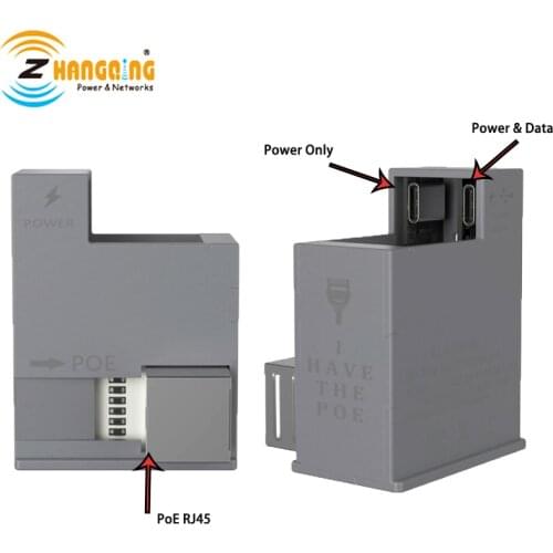 AT-USBC-JB POE+ USB-C Deliver Power& Data With Two USBC Function In Euro Box for Tablet Surface Go, IPAD Pro, Type-C device