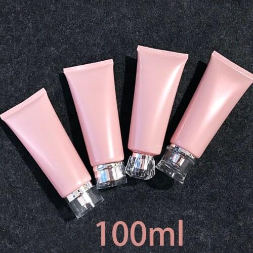 Free Shipping 100ml Plastic Squeeze Bottle Pink Soft Tube Cosmetic Facial Lotion Cream Empty 30pcs