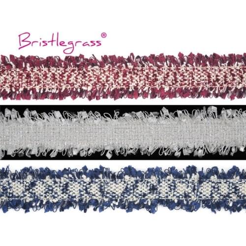 BRISTLEGRASS 1 Yard 30mm Glitter Tweed Braided Crochet Lace Trims Macrame Ribbons Fabric Hair Clip Headband Costume Sewing Craft