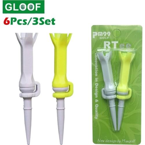 6Pcs/3Set PU Plastic Golf Tees Oriented Guide Rotatable Flex Tees 76mm Professional Trainer