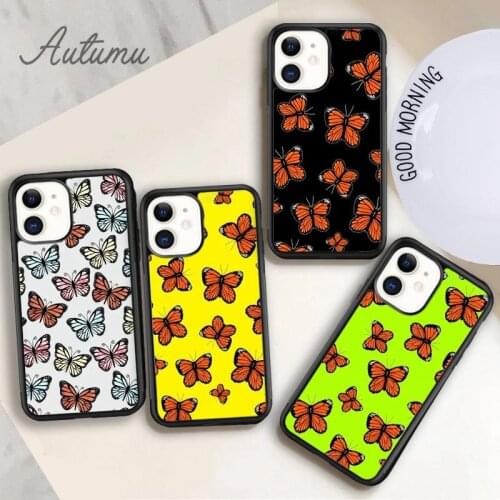 Monarch Butterflies Phone Case for iPhone 11 12 Pro Max mini X XR XS SE 2020 5 6S 7 8 Plus Samsung Galaxy S8 S9 S10 Cover shell