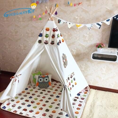 DHL Kids Play Tent Cotton Cotton canvasTeepee Children Toy Tent White Pink Playhouse For Baby Room Tipi Teepees For Kids