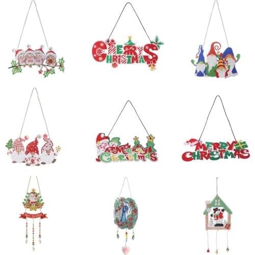 Christmas DIY Applique Diamond Rhinestone Pendant Kit Crafts Wall Hanging Mosaic Art Door Xmas New Year Home Decoration Ornament