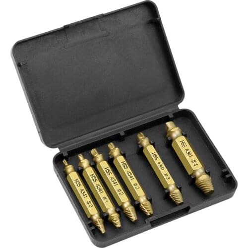 Double Side Drill Damaged Screw Extractor Broken Out Remover Handymen Bolt Stud Removal Tool Kit