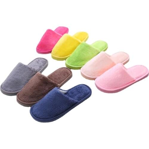 Solid Color Winter Indoor Cotton Slippers for Men Women Autumn Plush Warm Soft Eva Slipper No Slip Floor Shoes for Unisex