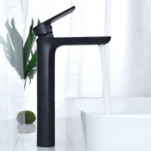 Cold, hot, black faucet from the elegant bathroom mixer of water deck faucets mounted sink