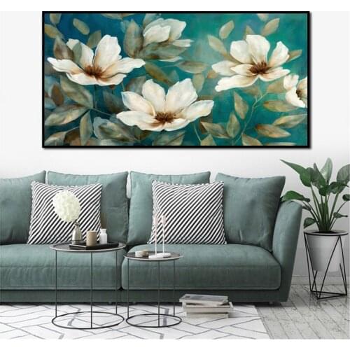 Classic White Flowers Canvas Paintings Wall Art Oil Painting Prints Poster Living Room Decorative Paintings Wall Home Decor