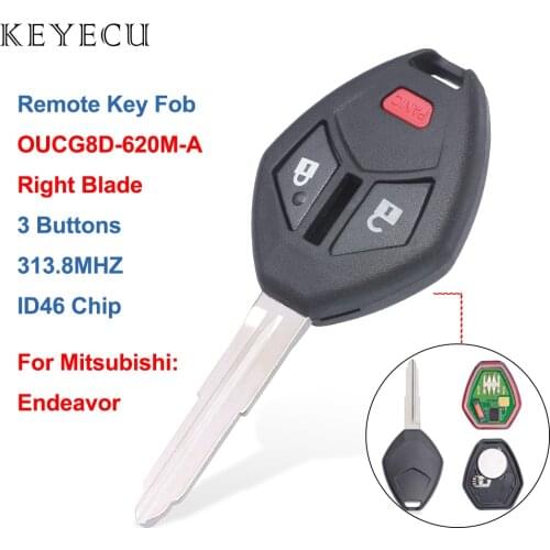 Keyecu 2+1 Buttons Remote Car Key Fob 313.8MHz with Right Blade for Mitsubishi Endeavor 2007 2008 2009 2010 2011 OUCG8D-620M-A
