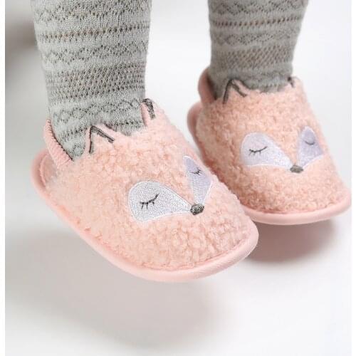 Fashion Cotton Baby Shoes Summer Cute Fox Infant Slippers Baby Boys Girls Shoes Soft Sole Anti-Slip Indoor Shoes For Newborns