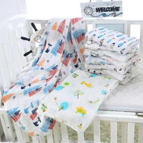 Muslin 100% Cotton Baby Swaddles Soft Newborn Blankets Bath Gauze Infant Wrap Sleepsack Stroller Cover Play Mat