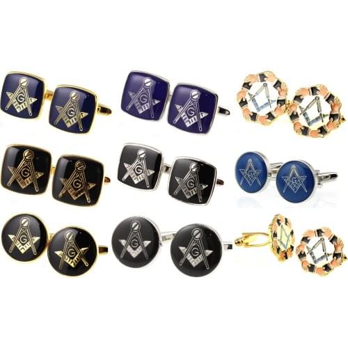 Mens Cuff Links Freemasons symbol Gold Cufflinks for shirt M3125 20mm