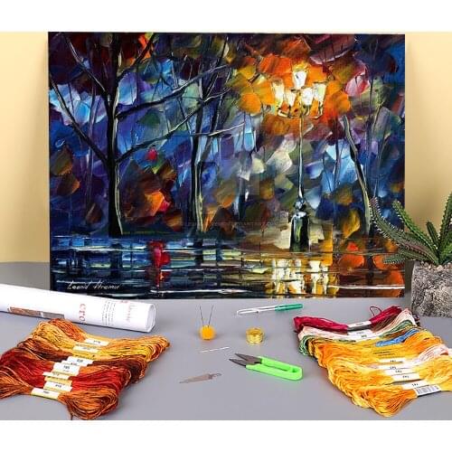 Dark Night Printed 11CT Cross-Stitch DIY Embroidery Kit DMC Threads Hobby Painting Handiwork Craft Different Stamped