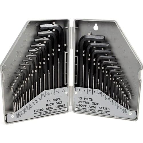 30pcs Hex Key Wrench 45# Steel Hex Spanner Lengthened Handle Driver Tools Set Hand Tool Set