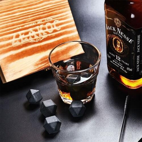 Natural Whiskey Stones Sipping Ice Gift Bar Whiskey Stones Ice Stones Drinks Cooler Cubes Beer Wood Pouch Ice Clip Bar Tool